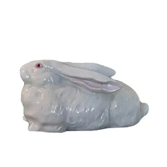 Toscany Collection White Bunny Rabbit with Pink Eyes, Ears, Nose 4”Tall‎ - Picture 3 of 6